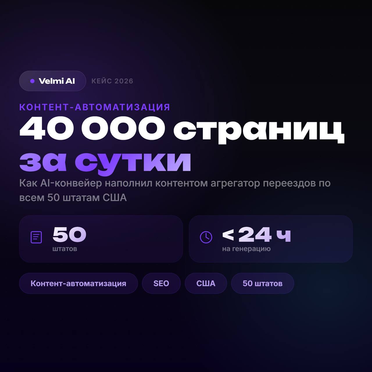 Результат проекта: 40 000 SEO-страниц менее чем за сутки